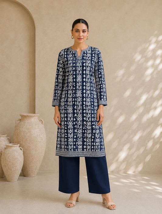 Behtarin Kurta pant Suit Navy Blue