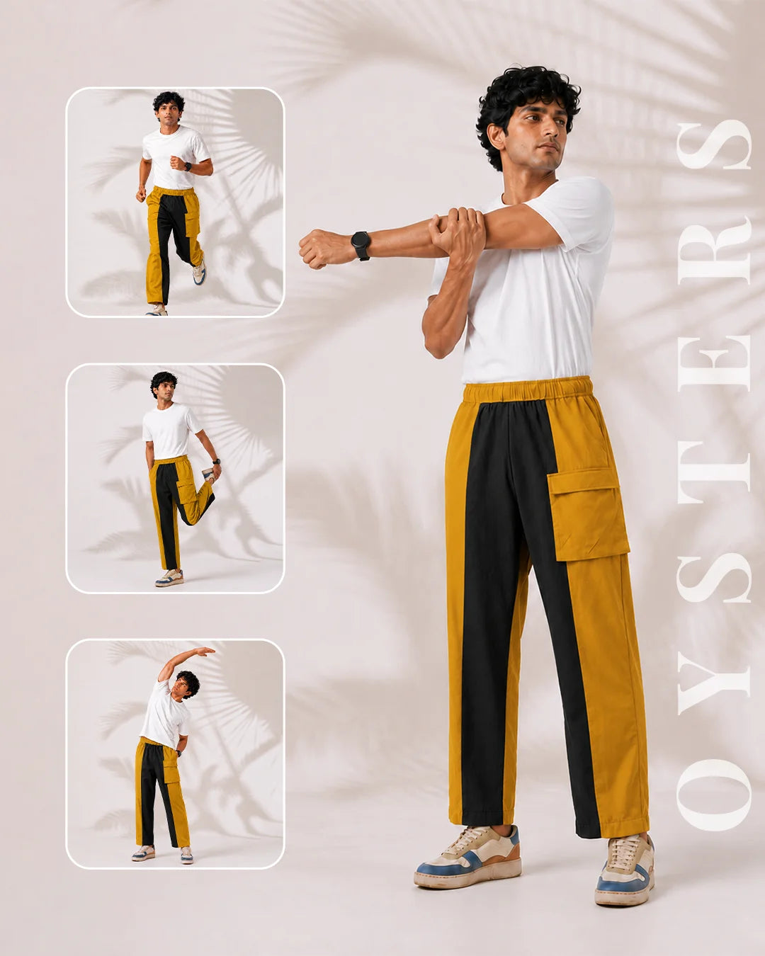 OYSTERS OLORBLOCK CARGO PANTS MUSTARD FOR MEN