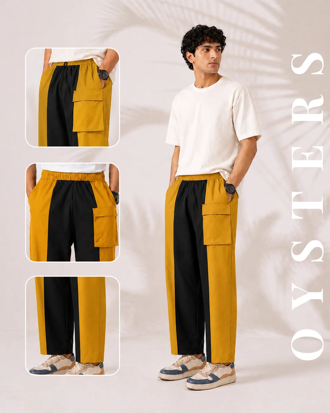 OYSTERS OLORBLOCK CARGO PANTS MUSTARD FOR MEN