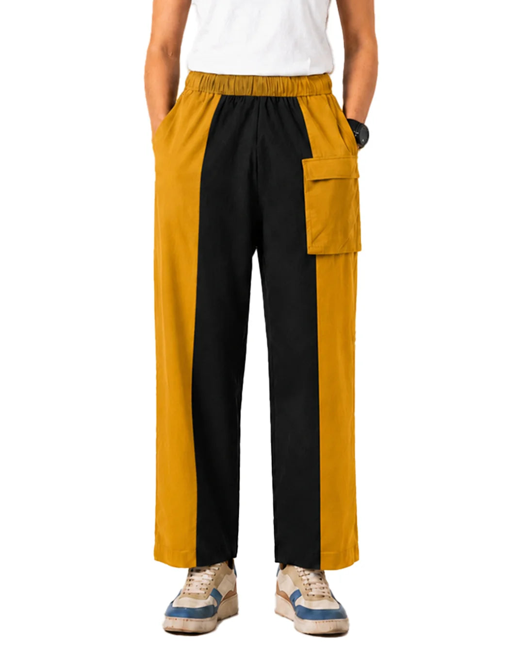 Colorblock Mustard Cargo Pants for Women
