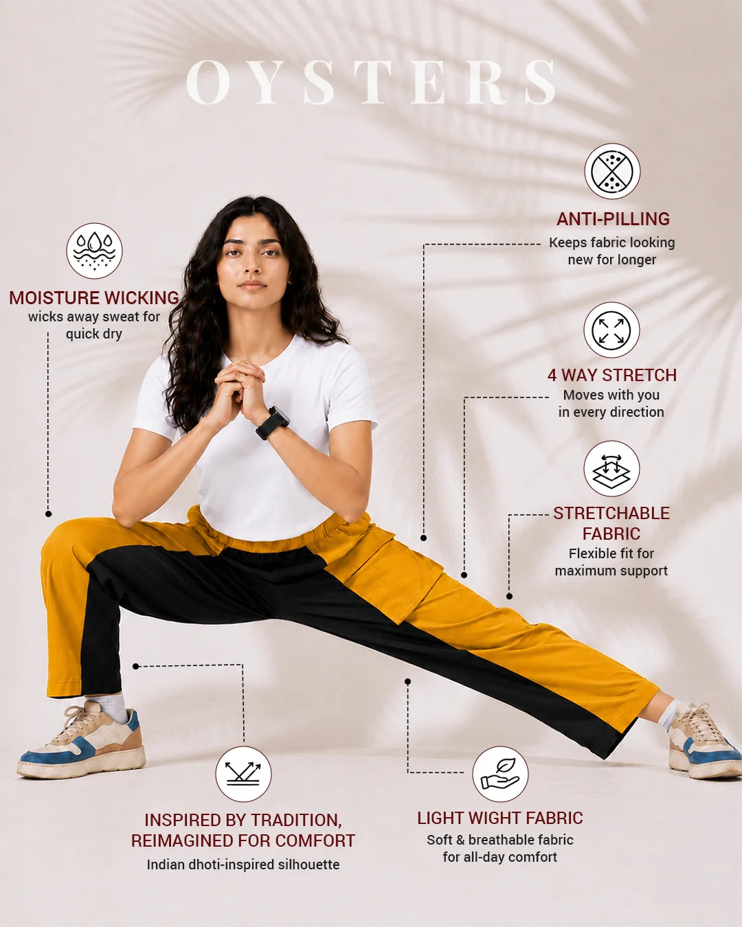 Colorblock Mustard Cargo Pants for Women