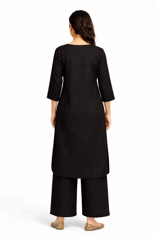 Black Straight Kurta with panel