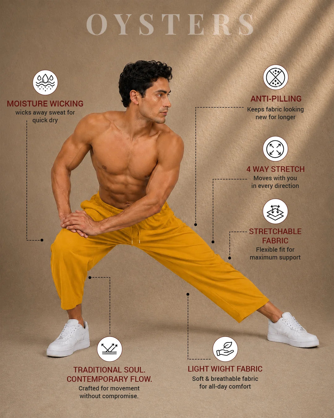 Balloon-Cut Pants Mustard for Men