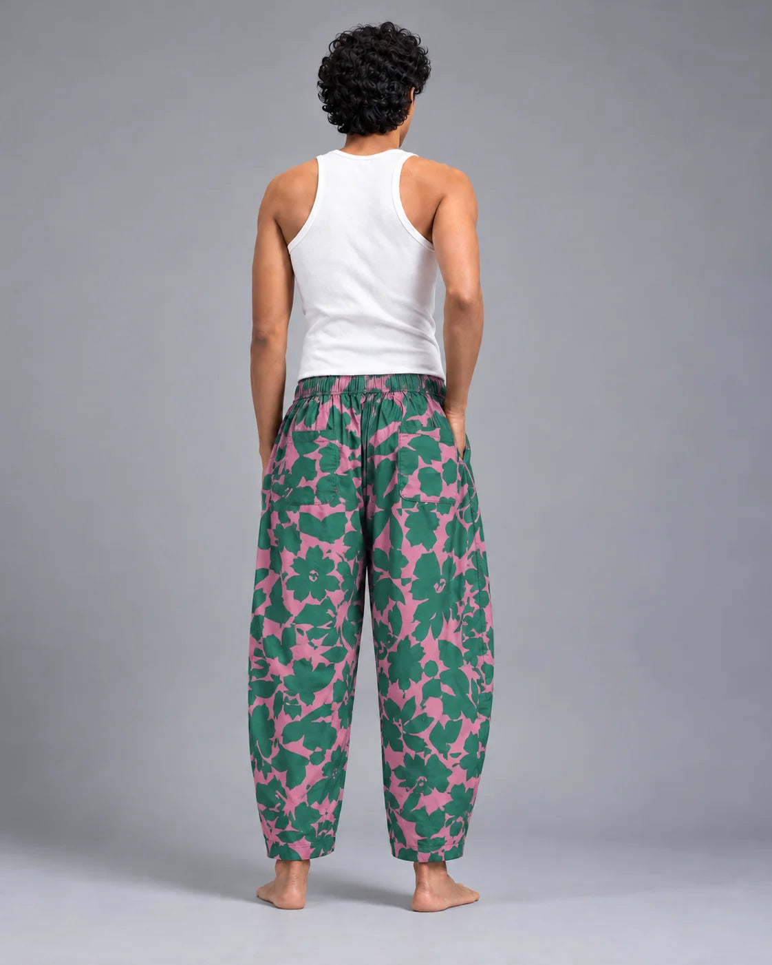 OYSTERS BALLOON-CUT PINK GREEN PRINTED PANTS  FOR MEN