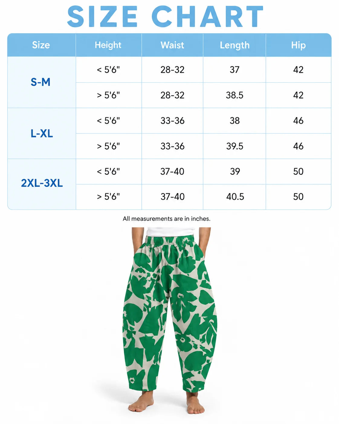 OYSTERS BALLOON-CUT WHITE GREEN PRINTED PANTS  FOR MEN