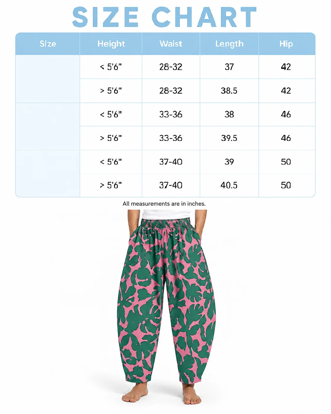 OYSTERS BALLOON-CUT PINK GREEN PRINTED PANTS  FOR MEN