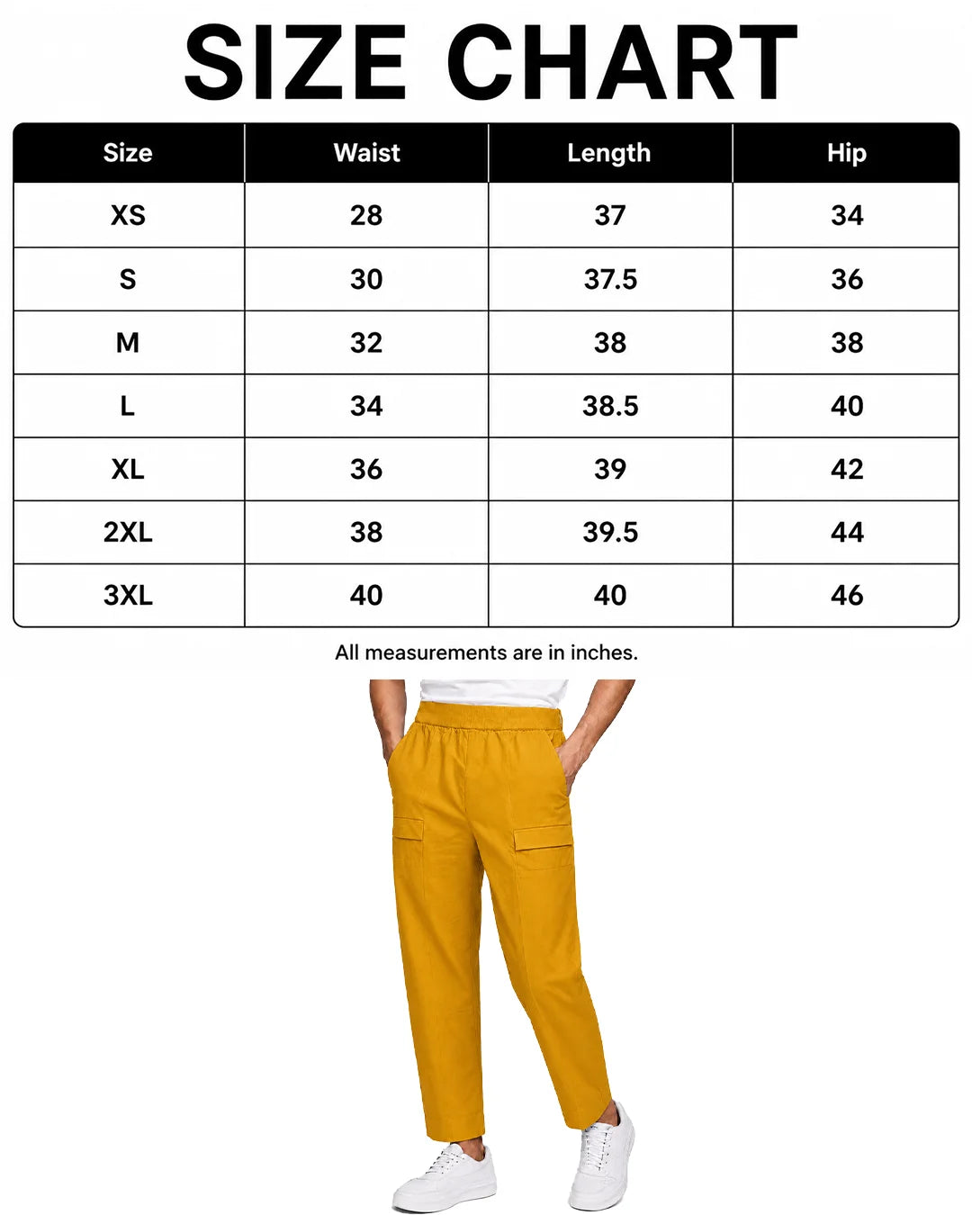 OYSTERS TAPERED UTILITY MUSTARD YELLOW PANTS FOR MEN