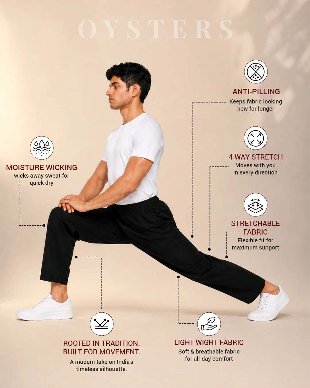 OYSTERS TAPERED UTILITY PANTS FOR MEN