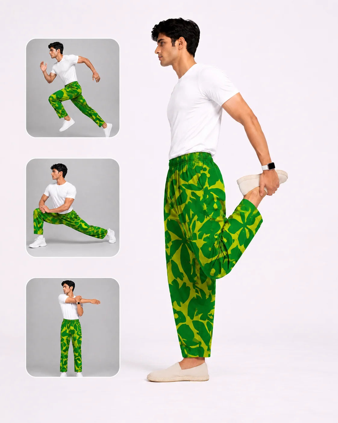 OYSTERS UTILITY BARREL PANTS YELLOW GREEN PRINTED FOR MEN