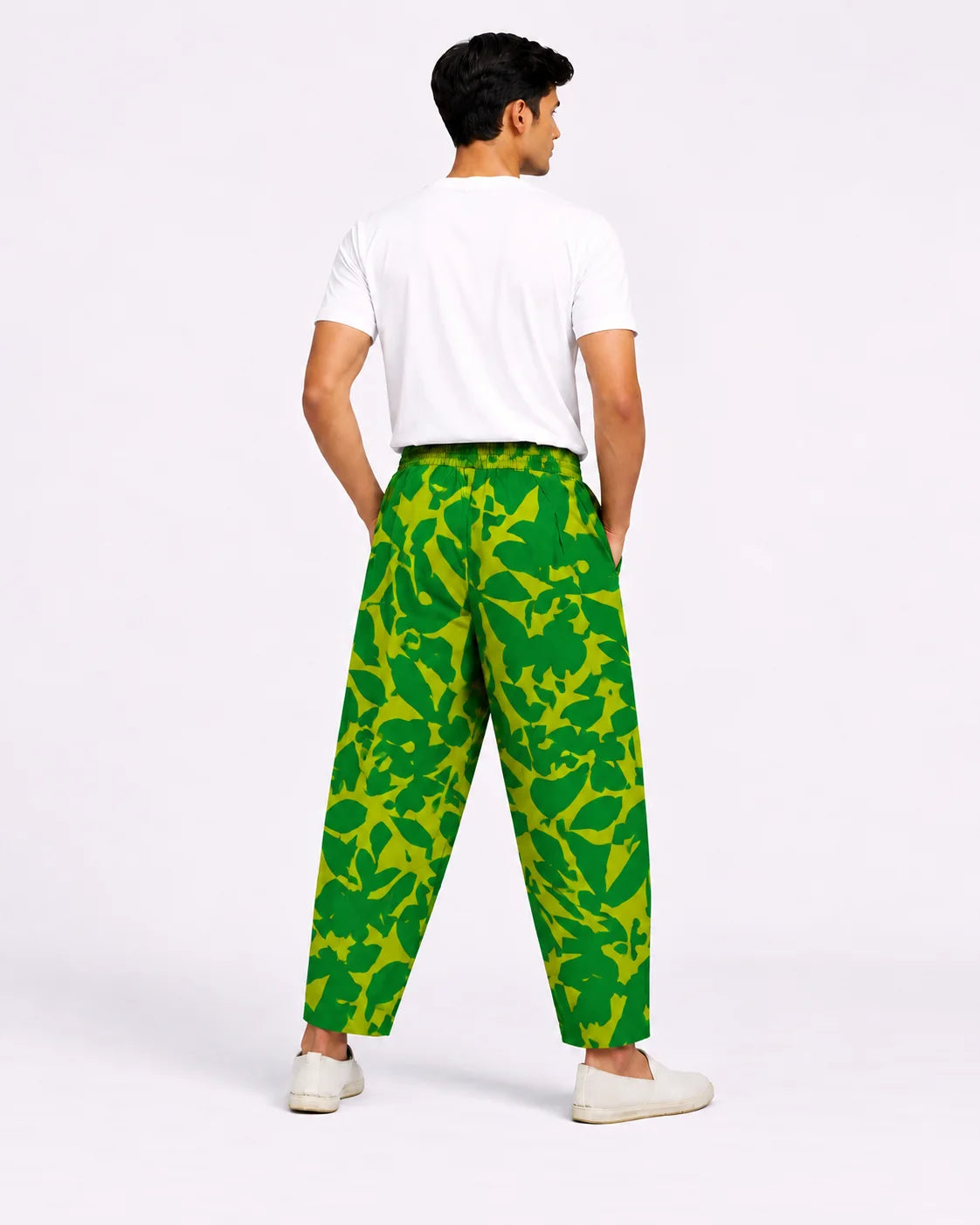 OYSTERS UTILITY BARREL PANTS YELLOW GREEN PRINTED FOR MEN