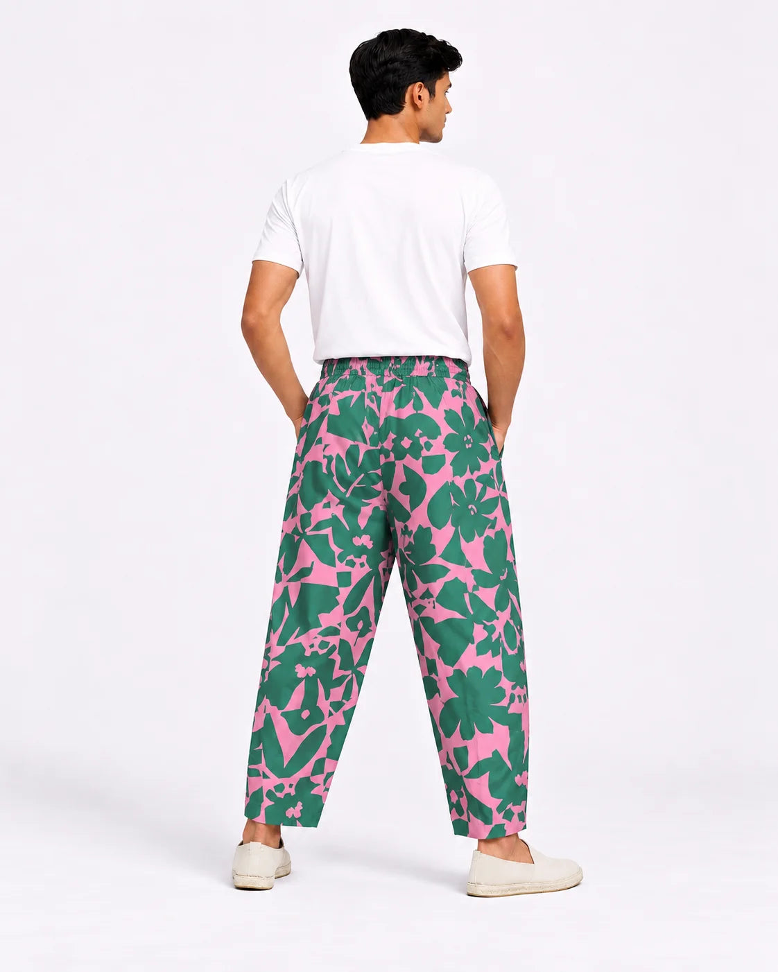OYSTERS UTILITY BARREL PANTS PINK GREEN PRINTED FOR MEN