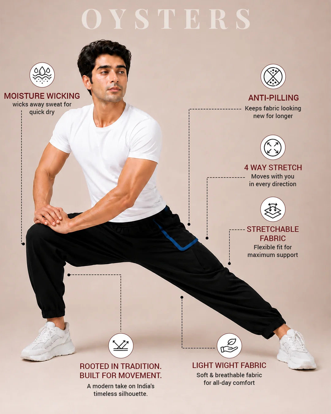 OYSTERS DRAPED UTILITY PANTS FOR MEN