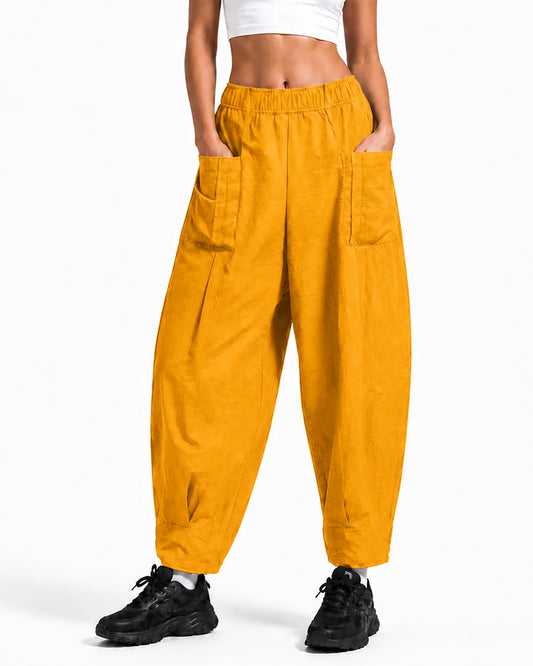 OYSTERS WOMEN's AEROZEN RELAXED FIT MUSTARD YOGA PANTS