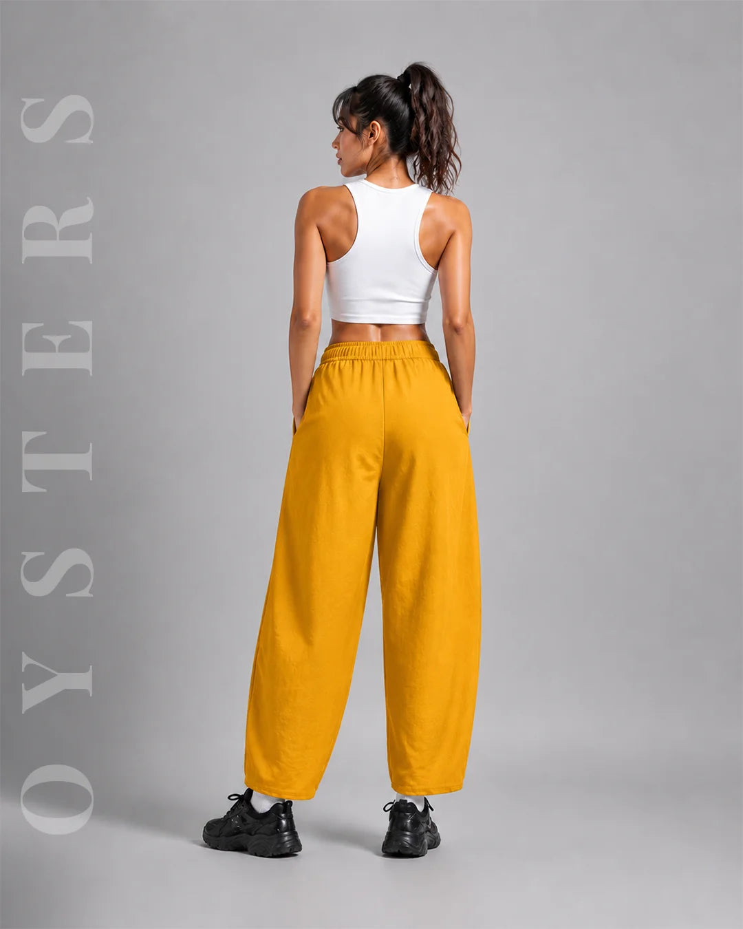 OYSTERS WOMEN's AEROZEN RELAXED FIT MUSTARD YOGA PANTS