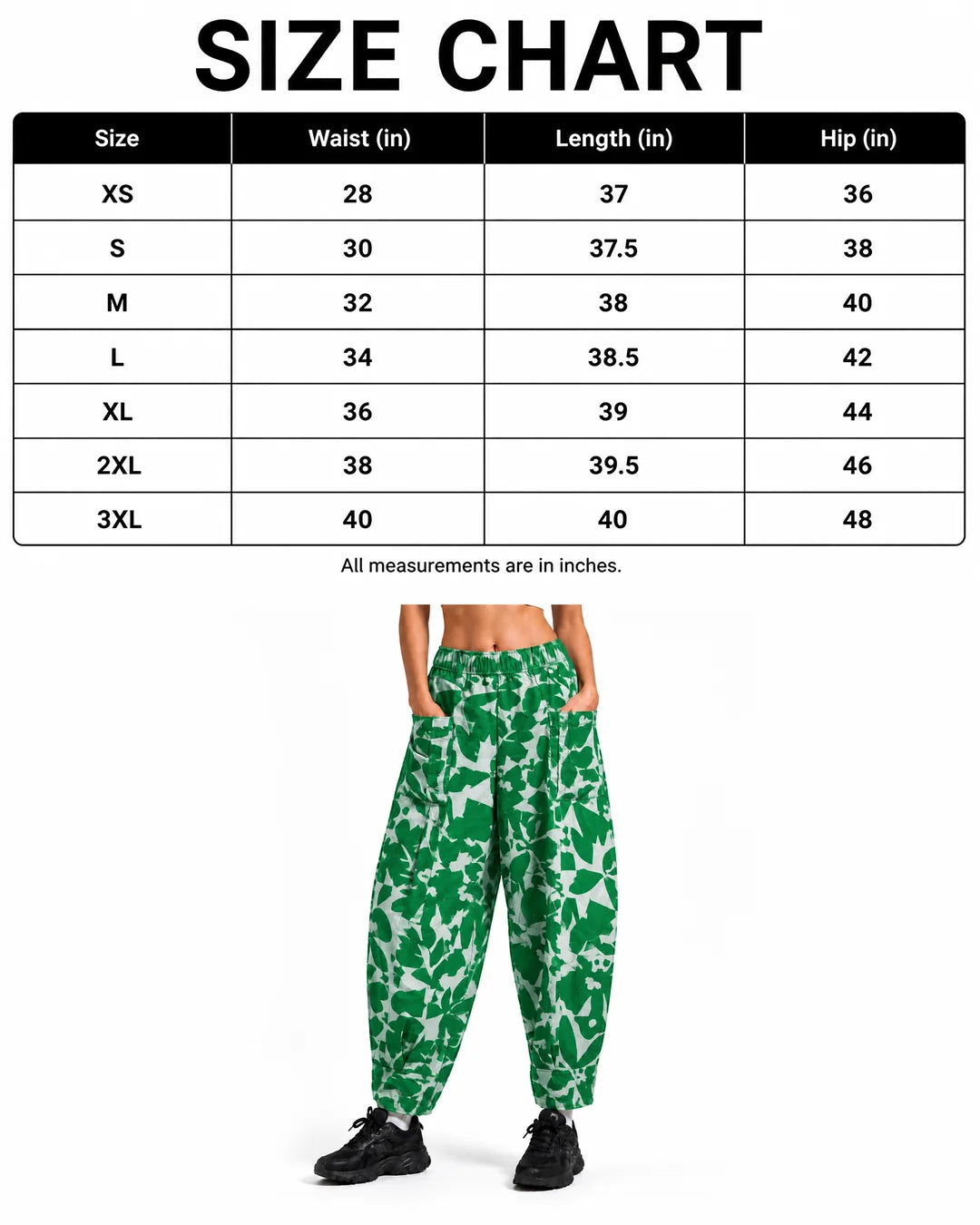OYSTERS WHITE GREEN PRINTED BALLOON YOGA PANTS FOR WOMEN