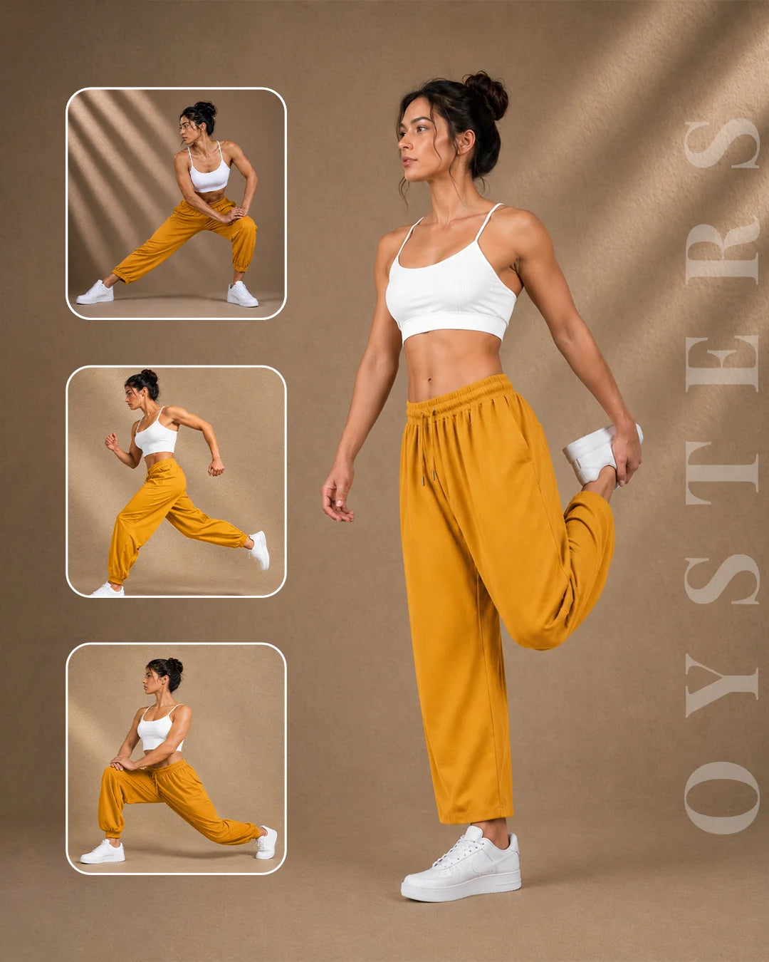 Balloon-Cut Relaxed Fit Mustard Cotton Pants for Women