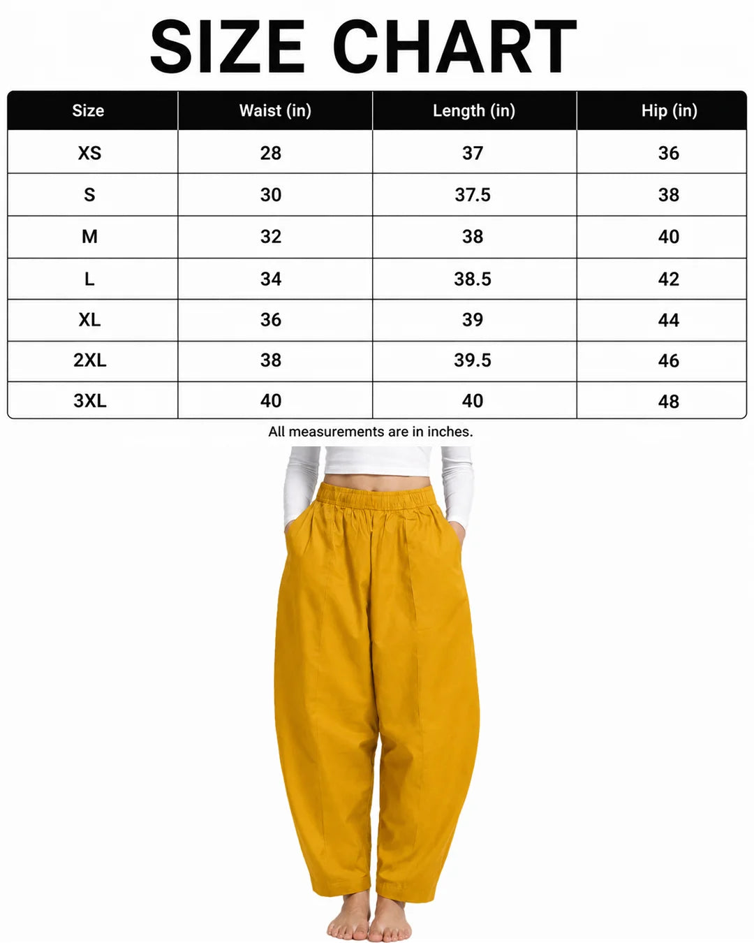 Balloon-Cut Relaxed Fit Mustard Cotton Pants for Women