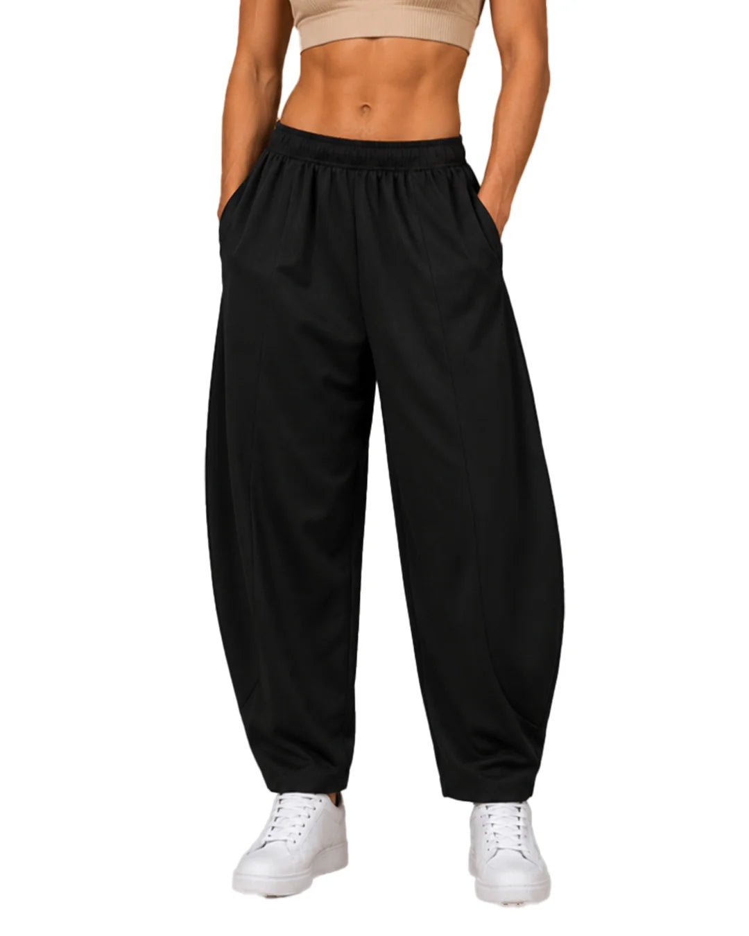 Balloon-Cut Relaxed Fit Cotton Pants for Women