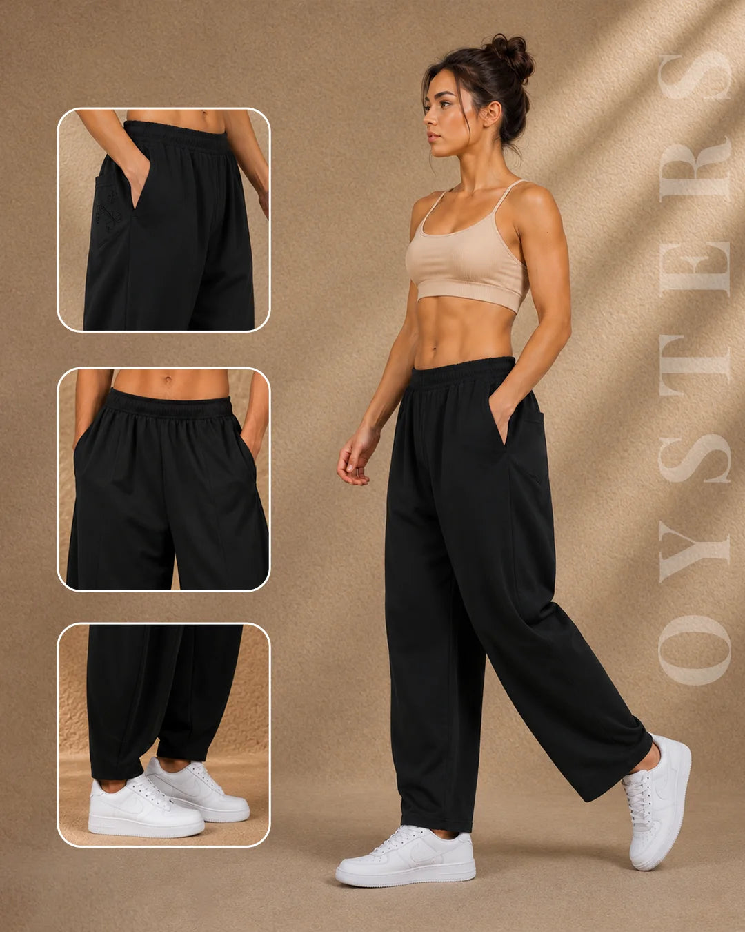 Balloon-Cut Relaxed Fit Cotton Pants for Women