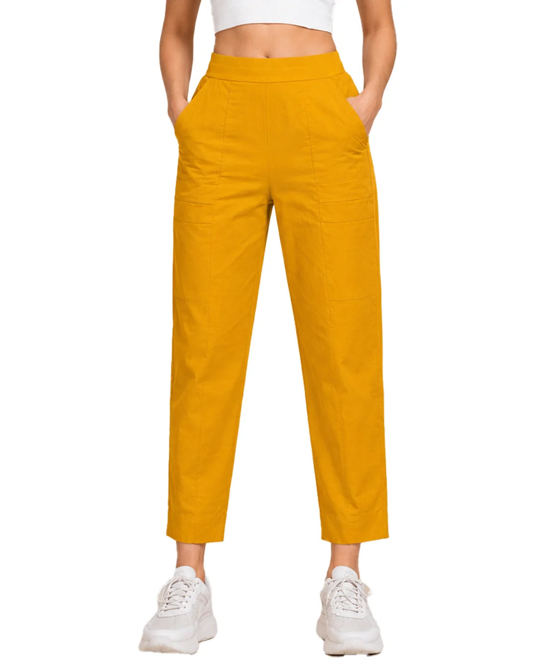 Oysters Tapered Utility Mustard Pants for Women