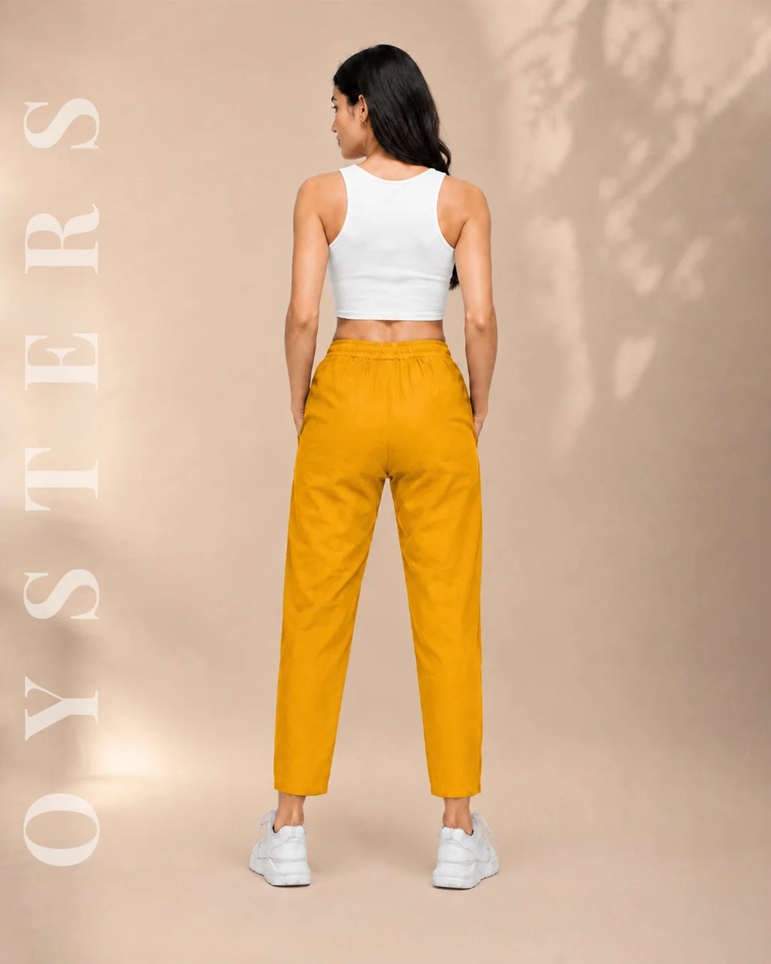 Oysters Tapered Utility Mustard Pants for Women