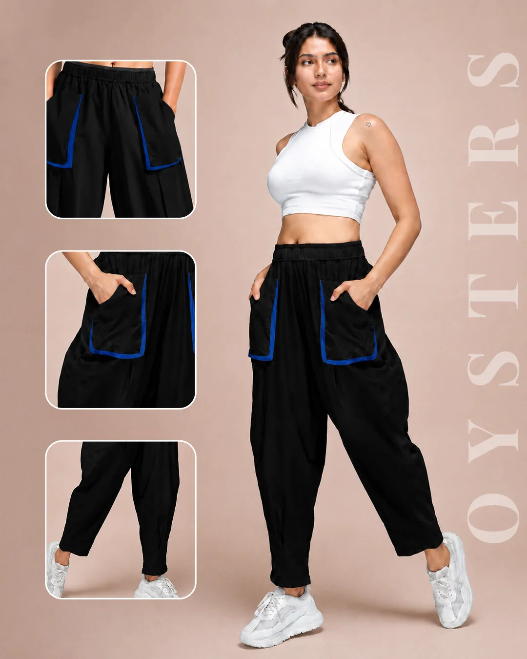 OYSTERS DRAPED UTILITY PANTS FOR WOMEN