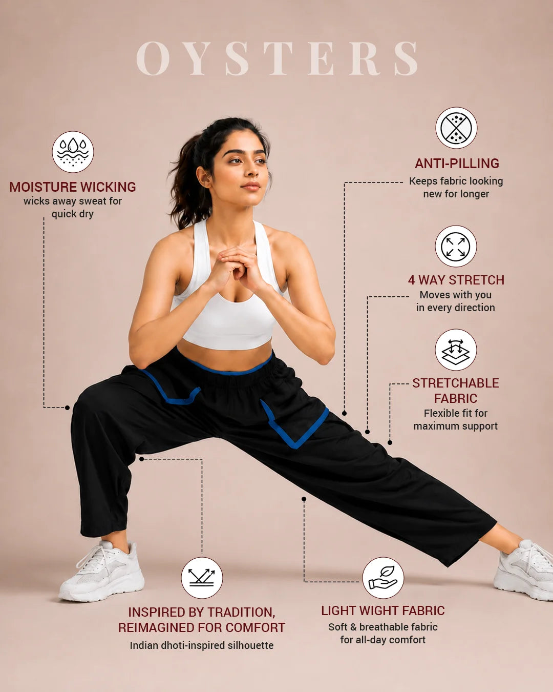 OYSTERS DRAPED UTILITY PANTS FOR WOMEN