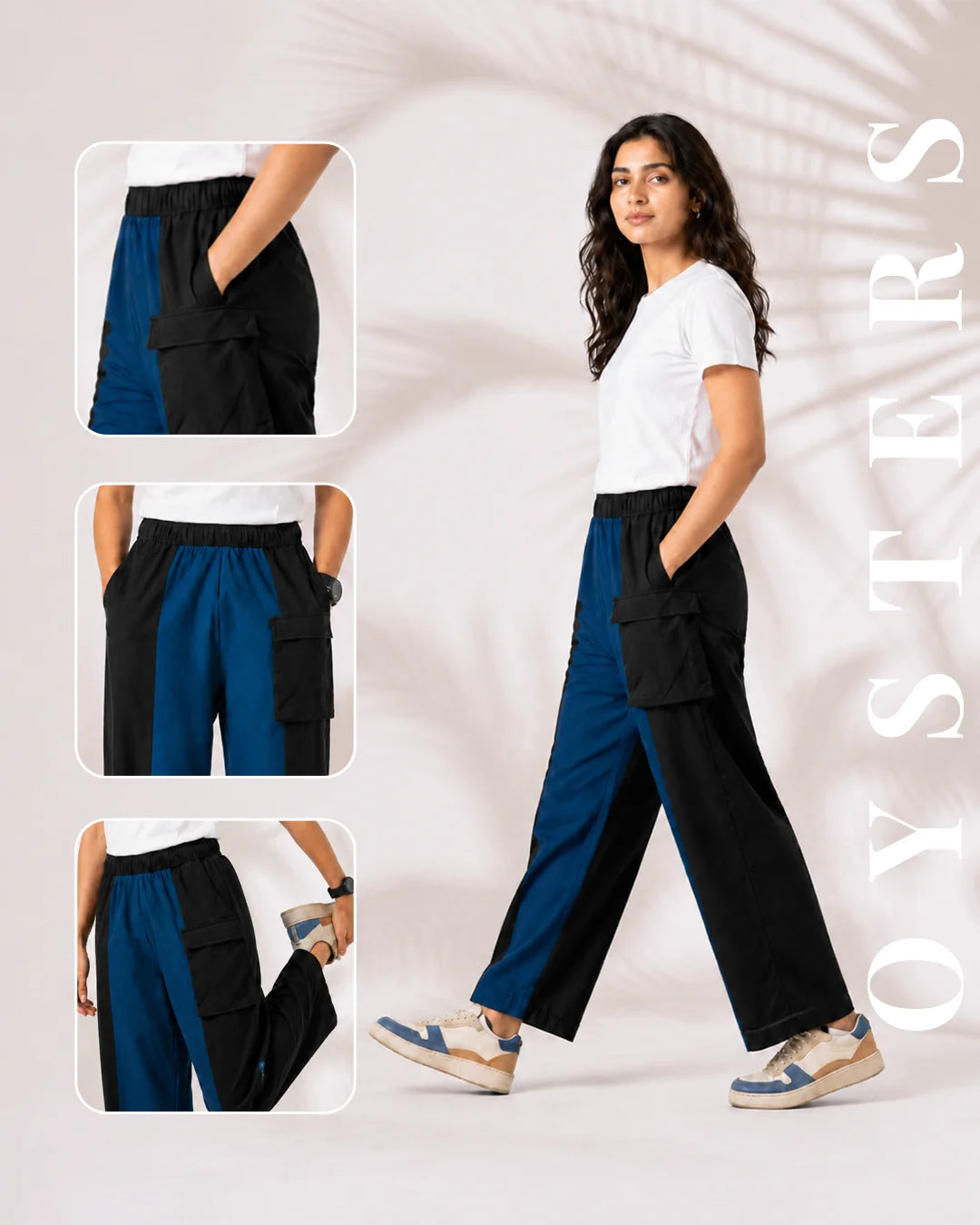 OYSTERS COLORBLOCK CARGO PANTS FOR WOMEN