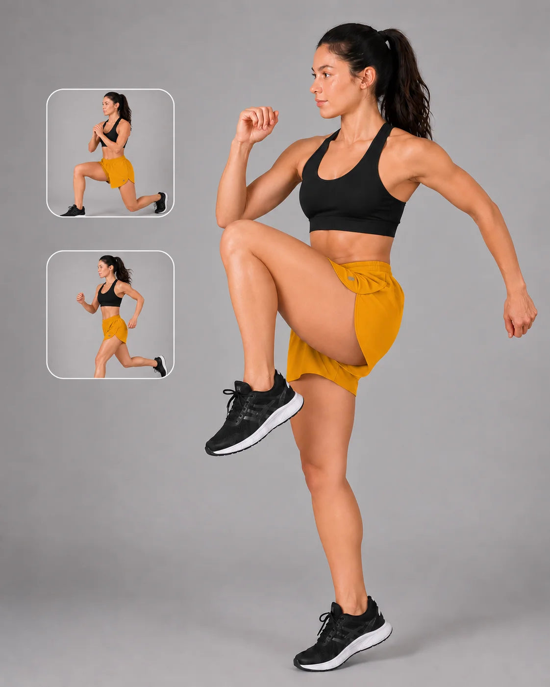 OYSTERS WOMEN'S 2 IN 1 RUNNING MUSTARD SKIRT SHORTS