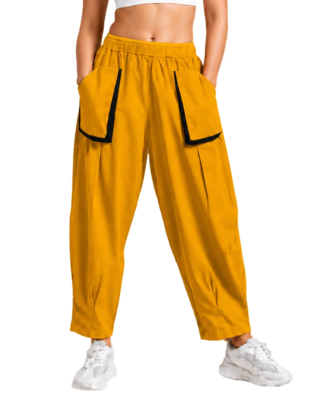 Oysters Draped Utility Mustard Pants for Women