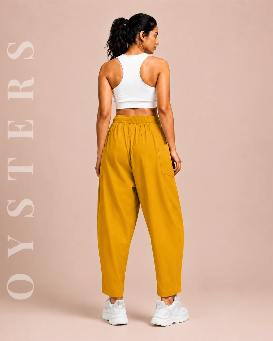 Oysters Draped Utility Mustard Pants for Women